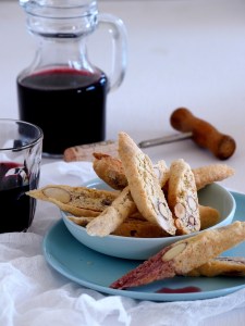almond and lemon cantuccini biscotti red wine jug